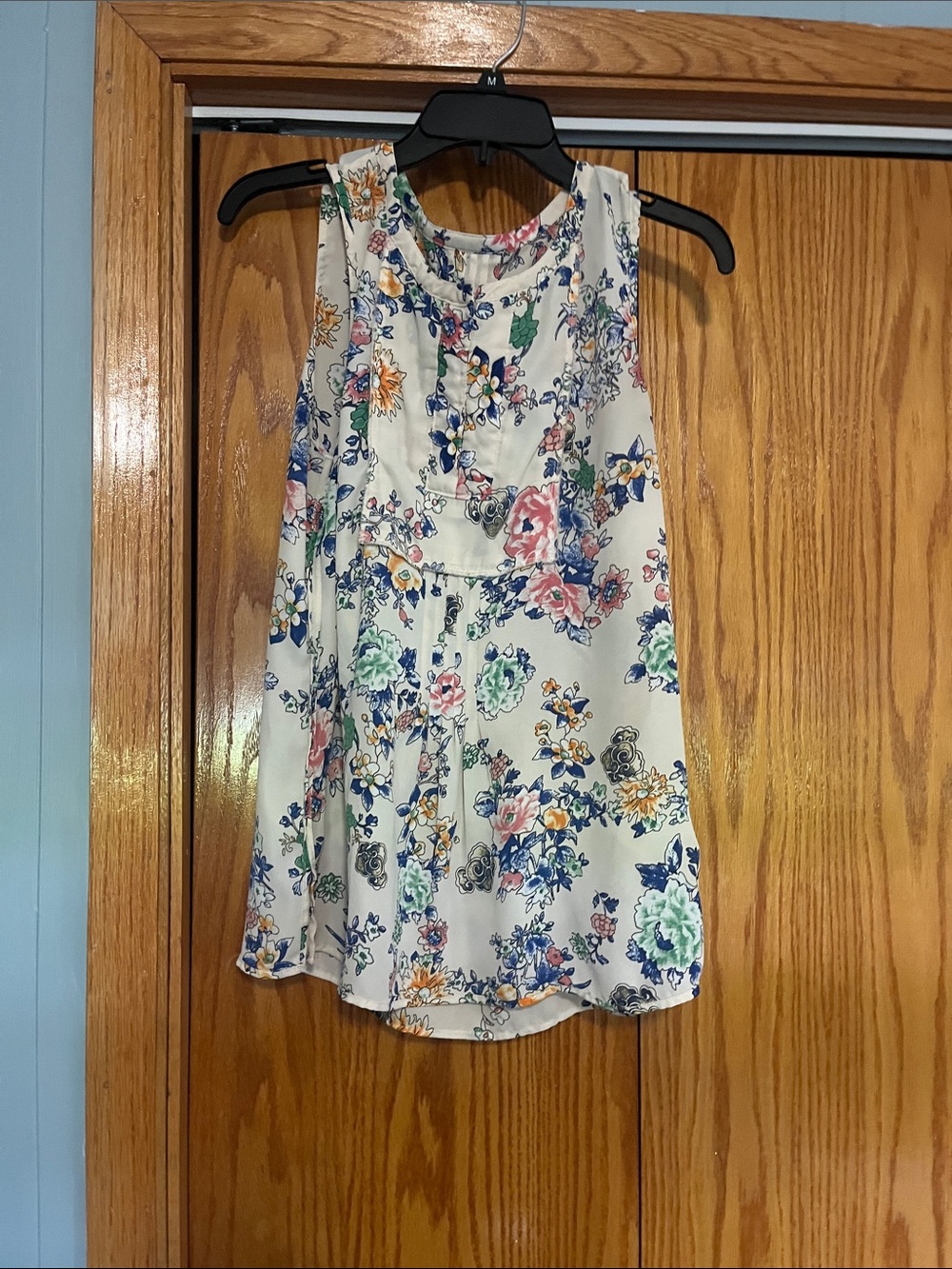 Daniel Rainn Floral Sleeveless Blouse Medium Ivory Multicolor Boho